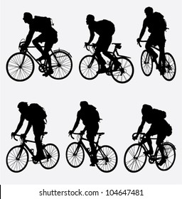 mountain bikers silhouette. vector illustration