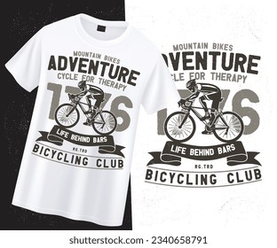 Mountain bikes adventure cycle for therapy , bicycling club , Vintage  bicycling club t-shirt design