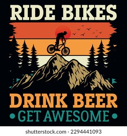 Mountain biking or bicycle rider graphics tshirt design