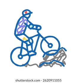 mountain biking doodle icon sketch vector. mountain biking sign. isolated symbol illustration