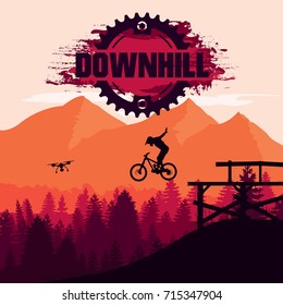 Mountain biking. Downhill, freeride, extreme sport. 