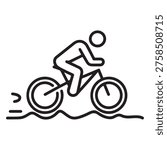 Mountain biking icon, cyclist riding a bike on a rough terrain