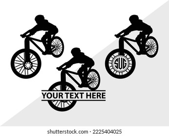 Mountain Biking Monogram Printable Vector Illustration