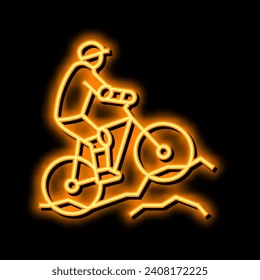 mountain biking neon light sign vector. mountain biking illustration