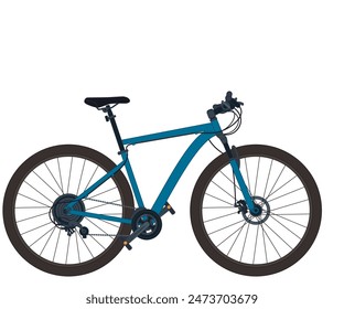 mountain biking sport, men's blue mountain bike isolated on a white background