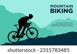 Mountain biking vector illustration. Suitable for mountain bike, downhill, and off road cycling.
