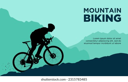 Mountain biking vector illustration. Suitable for mountain bike, downhill, and off road cycling.