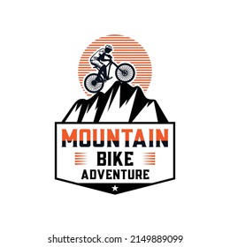 Mountain Biking Vintage T Shirt Design, Mountain Bike Logo Vector. T Shirt Design Mountain Bike. 