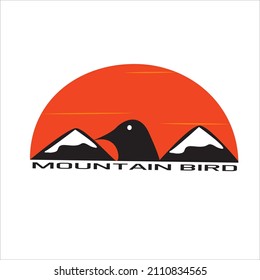 Mountain bird and sunset logo icon