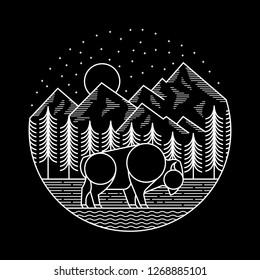 Mountain Bison line artwork badge