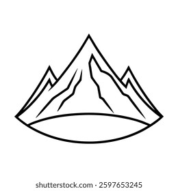 Mountain Black Line Art Clean Concept - White Background Vector Illustration