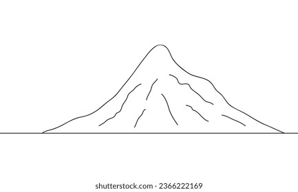 Montaña con dibujo a mano de línea negra