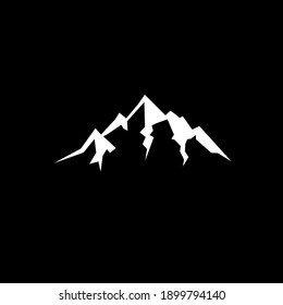 Icono de logo negro de montaña, vector, ilustración plana