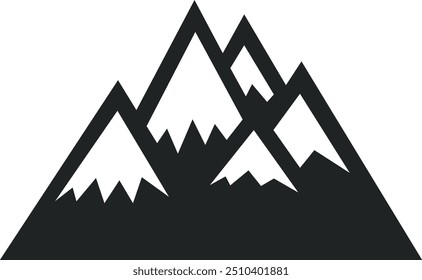 Mountain black logo. Rock range. Tourism symbol