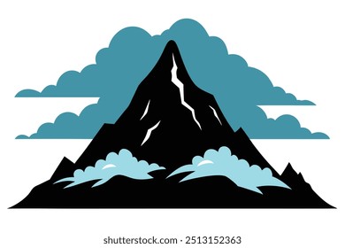 mountain black silhouette color vector illustration