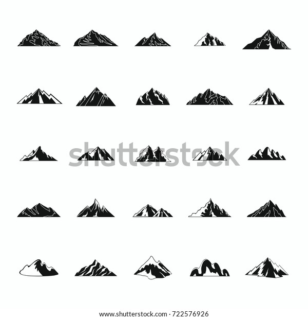 Mountain Black Silhouette Icons Set Vector Stock Vector ...