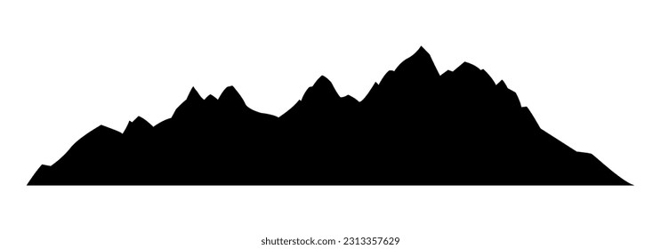 Mountain black silhouette. Rocky Mountains. Landscape design element. Vector illustration.