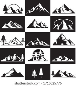 Mountain Black And White Basic Logo Vector Board