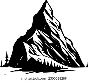 Montaña - Ícono aislado negro y blanco - Ilustración vectorial