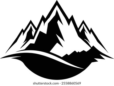 mountain black and white silhouette vector design
