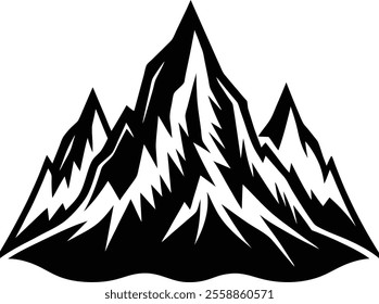 mountain black and white silhouette vector design