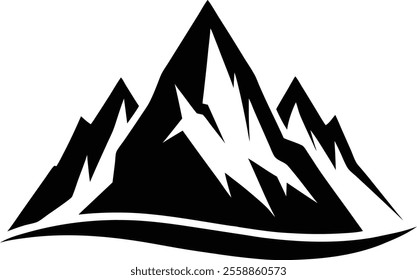 mountain black and white silhouette vector design