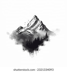 Mountain Black and White Tattoo Logo Artwork