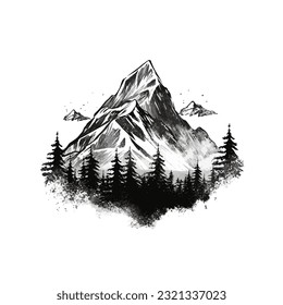 Mountain Black and White Tattoo Logo Artwork