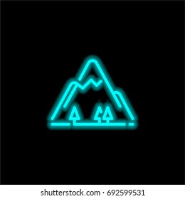 Mountain blue glowing neon ui ux icon. Glowing sign logo vector