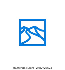 Mountain Blue retrato Logo Design Vector