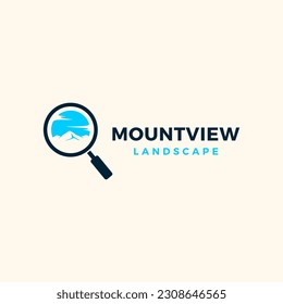 mountain and a blue sky landscape in lup logo design vector illustration