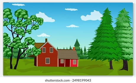 Mountain , Blue Sky reflecting on a lake water  beautiful landscape background , vector design illustration . Landscape, Illustrated with Hills or Mountains, Lake Water,, Blue Background. Nature