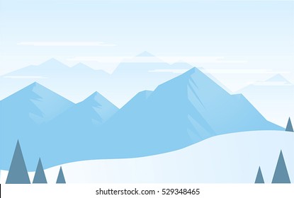 mountain blue with snow geometric illustration