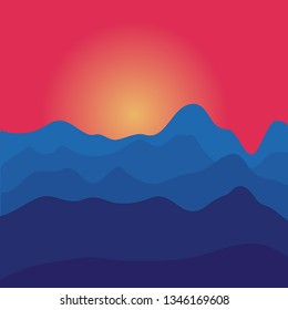 mountain blue sunset