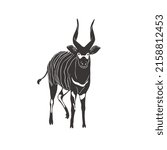 Mountain Bongo on white background. Vector Wild Animal. Safari.