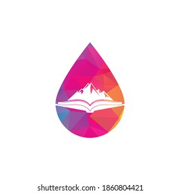Gebirgsbuch-Schlagform-Konzept Vektor Logo Design. Symbol für Natur und Buchhandlung oder Symbol