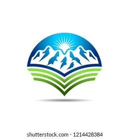 Mountain Book Logo Design Template