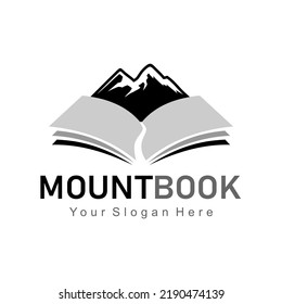 mountain and book vector logo