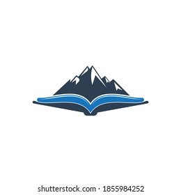 Mountain book vector logo design. Nature and bookstore symbol or icon.