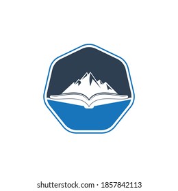 Mountain book vector logo design. Nature and bookstore symbol or icon.