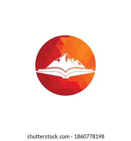 Mountain book vector logo design. Nature and bookstore symbol or icon.