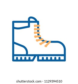 Mountain boots thin line icon. Vector illustration. Hiking or military footwear