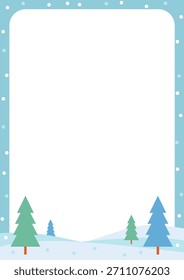 Hintergrundgrafik mit verschneiten Winterbäumen und Wolken