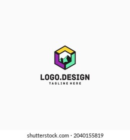mountain in the box. box vector logo design