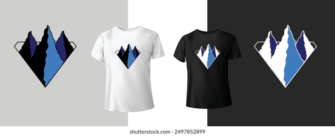 Montaña, diseño de camiseta simbolizado valiente. Diseño de Ilustración vectorial para gráficas de moda, estampados de camisetas. texto de eslogan. Dibujo tipográfico de Antiguas. Cita de tipografía para camiseta negra y blanca.