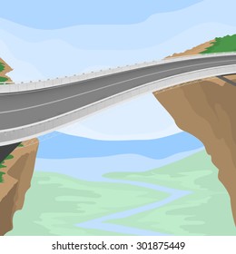 Mountain bridge scene,nature landscape vector background