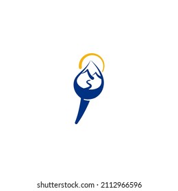Mountain Brush Vector Logo Illustration on White Background