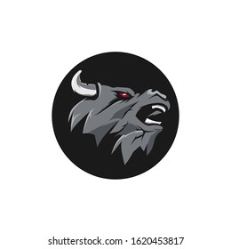 mountain buffalo logo design vector