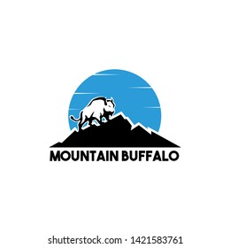 Mountain buffalo logo inspiration vector template