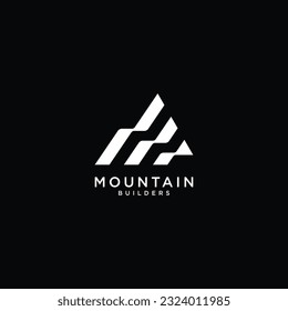 Mountain builder minimal logo, line art icon logo vector